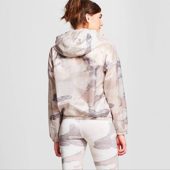 Joy Lab Muted Camo Zipper Front Hooded Windbreaker - Picture 2 of 5